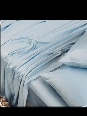 Ettitude Signature Sateen Bamboo Lyocell Sheet Set In Starlight Blue Sz Full NWT
